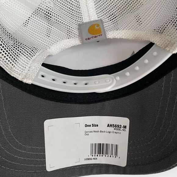 Carhartt 105692 Mesh-Back Logo Graphic Black White Cap Mens size One Size - Picture 7 of 7